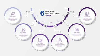 Half circle 6 data infographic.