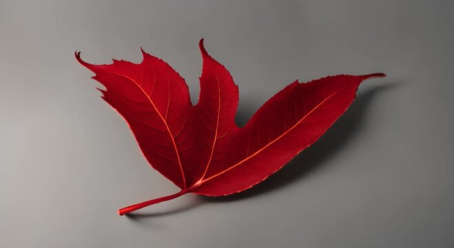 Close up of a red leaf with a dark background The leaf is the main focus and it is the only thing visible in the scene 4K