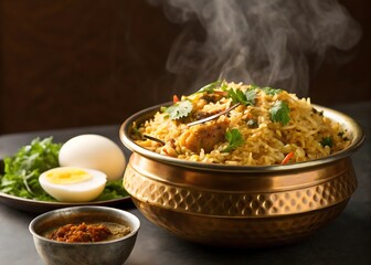 Delicious Chicken Biryani in Traditional Copper Pot