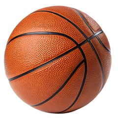 Close-up of an orange basketball against a white background.