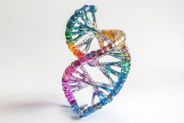Fototapeta premium Colorful 3D Model Of A Genetic Structure Against A Blank Background
