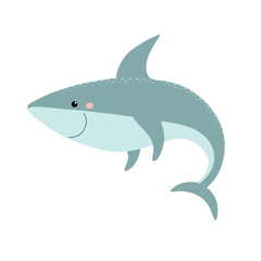 Cute cartoon shark. Vector illustration. Selachii