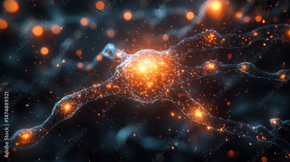 Poster illuminated neural network microscopic journey into the brain's complex architecture