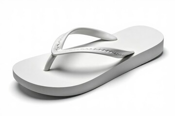 Single white flip-flop, isolated on white background, studio photography, pool footwear, simple photography