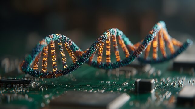 transforming into binary code floating over circuit board