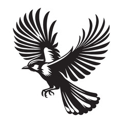 Vibrant Blue Jay silhouette with sharp posture – Blue Jay illustration – Minimalist Blue Jay vector – Bird silhouette

