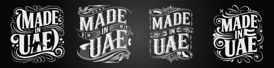 UAE Dubai Burj Khalifa Dubai skyline united emirates Blackboard Emblem and Typography Set Inspired by Global Cultures