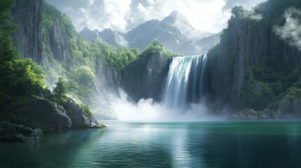 Fototapeta premium Waterfall landscape nature scene