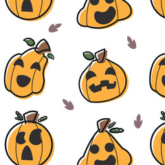 Halloween pumpkins seamless pattern background Vector