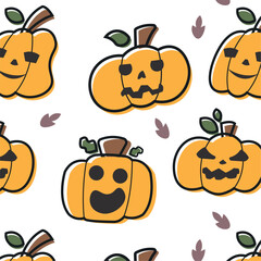Halloween pumpkins seamless pattern background Vector