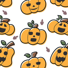 Halloween pumpkins seamless pattern background Vector