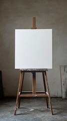 Blank canvas on wooden easel for art projects