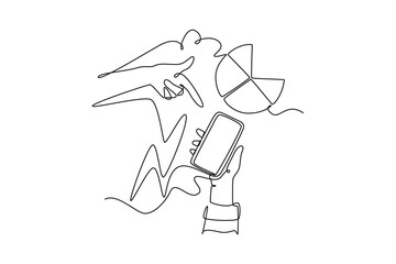  Social media marketing concept. Single line draw design. Vector graphic illustration