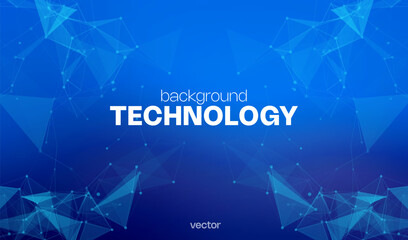 Ai blue tech abstract background with geometric shapes and lines and cyber tech vibes, ideal for web banners and hi-tech concepts.