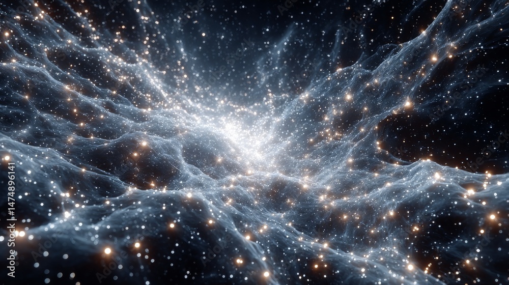 Poster cosmic veil: ethereal nebula of light and shadow, unveiling the mysteries of the universe with stars