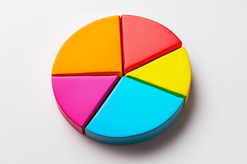 Colorful Wooden Circle Graph With Five Sections On White Background