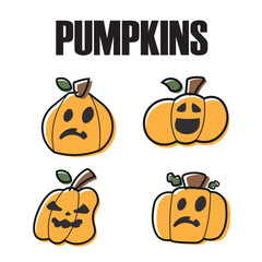Set of halloween carved pumpkin icons Vector