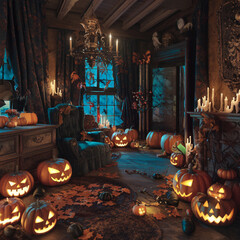 Obraz premium halloween pumpkin house