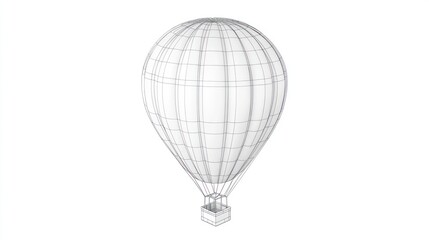 Wireframe Hot Air Balloon: A 3D Model Render