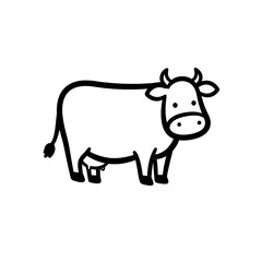 Line Style Cow Cartoon Illustration