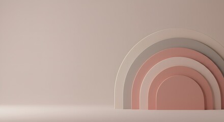 Obraz premium Minimalist abstract art featuring gentle arch shapes in light taupe and dusty rose