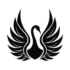 Elegant black swan logo design featuring wings in a sophisticated decorative style suitable for branding