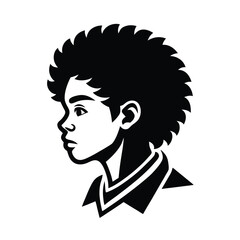 Silhouette portrait of a young black boy in profile depicting youth innocence with bold lines