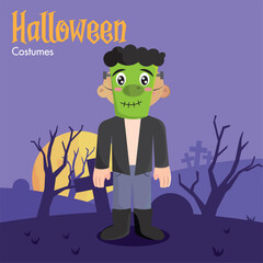 Isolated cute zombie halloween costume character Vector