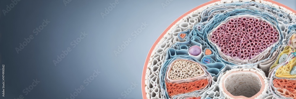 Fototapete stylized anatomical cross section showcasing detailed structures with clear labeling and a minimalis