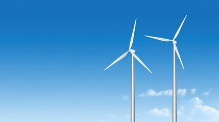 Fototapeta premium Clean Energy: Wind Turbines Against a Vivid Blue Sky