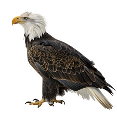 Obraz premium Majestic american bald eagle with intricate feather details isolated on white background