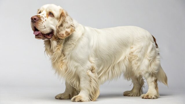 Clumber Spaniel on studio background
