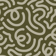 Fun line doodle seamless pattern. Creative minimalist style art background for children or trendy design with basic shapes. vector illustration.