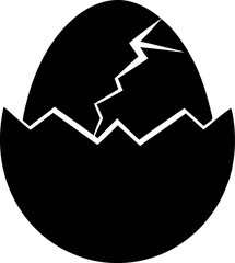 Egg Shell Crack Line Silhouette Vector Illustration