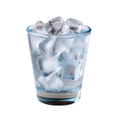 An isolated glass of ice cold water showcases high fidelity refreshment with perfect clarity against a seamless white background, evoking pure refreshment. Transparent background PNG