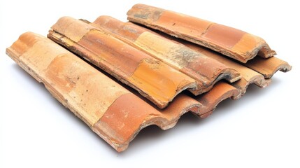Assorted terracotta roof tiles in warm earthy tones suitable for construction projects