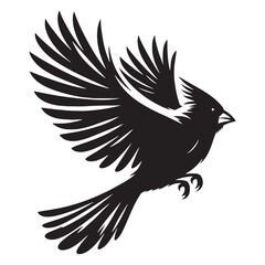 Classic Cardinal silhouette with defined crest – Cardinal illustration – Minimalist Cardinal vector – Bird silhouette

