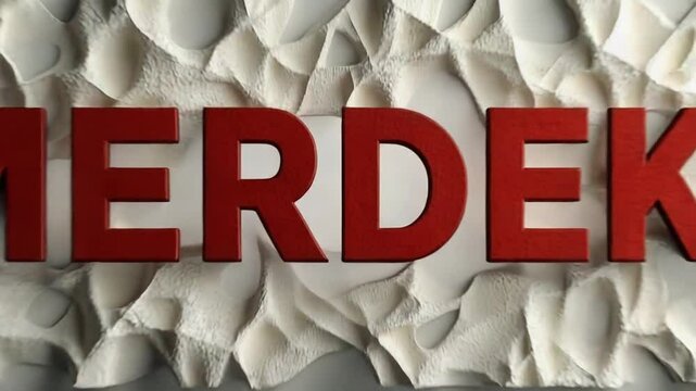 Red 'Merdeka' Sign on Textured White Background