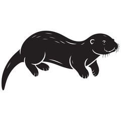 Black silhouette of a sea otter Vector Black silhouette. with white background