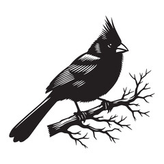 Cardinal in Stillness silhouette, elegant form – Cardinal illustration – Minimalist Cardinal vector – Bird silhouette

