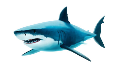Fototapeta premium A shark with jaws swimming isolated on white background PNG