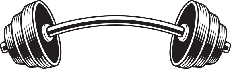 Curved Barbell Doodle Silhouette Vector | Clean Black Vector Art Illustration