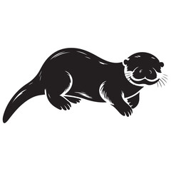 Black silhouette of a sea otter Vector Black silhouette. with white background