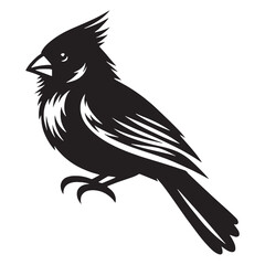 Northern Cardinal silhouette with proud posture – Cardinal illustration – Minimalist Cardinal vector – Bird silhouette

