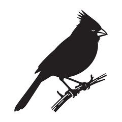 Bold Red Cardinal silhouette perched in silence – Cardinal illustration – Minimalist Cardinal vector – Bird silhouette

