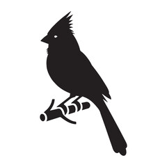 Striking Cardinal silhouette with regal stance – Cardinal illustration – Minimalist Cardinal vector – Bird silhouette

