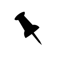 Push pin or thumbtack silhouette in a flat design, isolated on transparent background, png image 