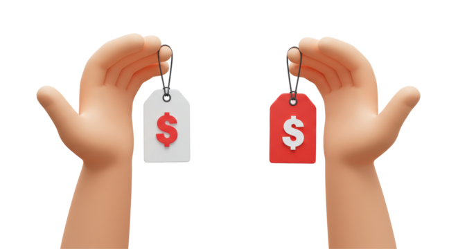 Isolated Hands Holding Dollar Tags