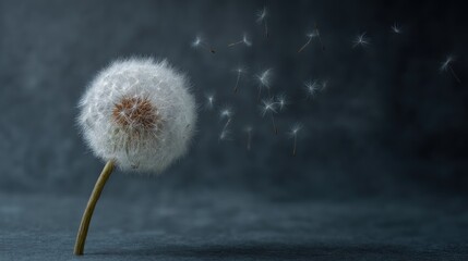 Obraz premium Dandelion seed head, light and airy, floating seeds