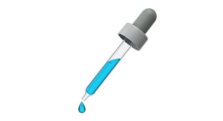 Isolated Dropper with Blue Liquid